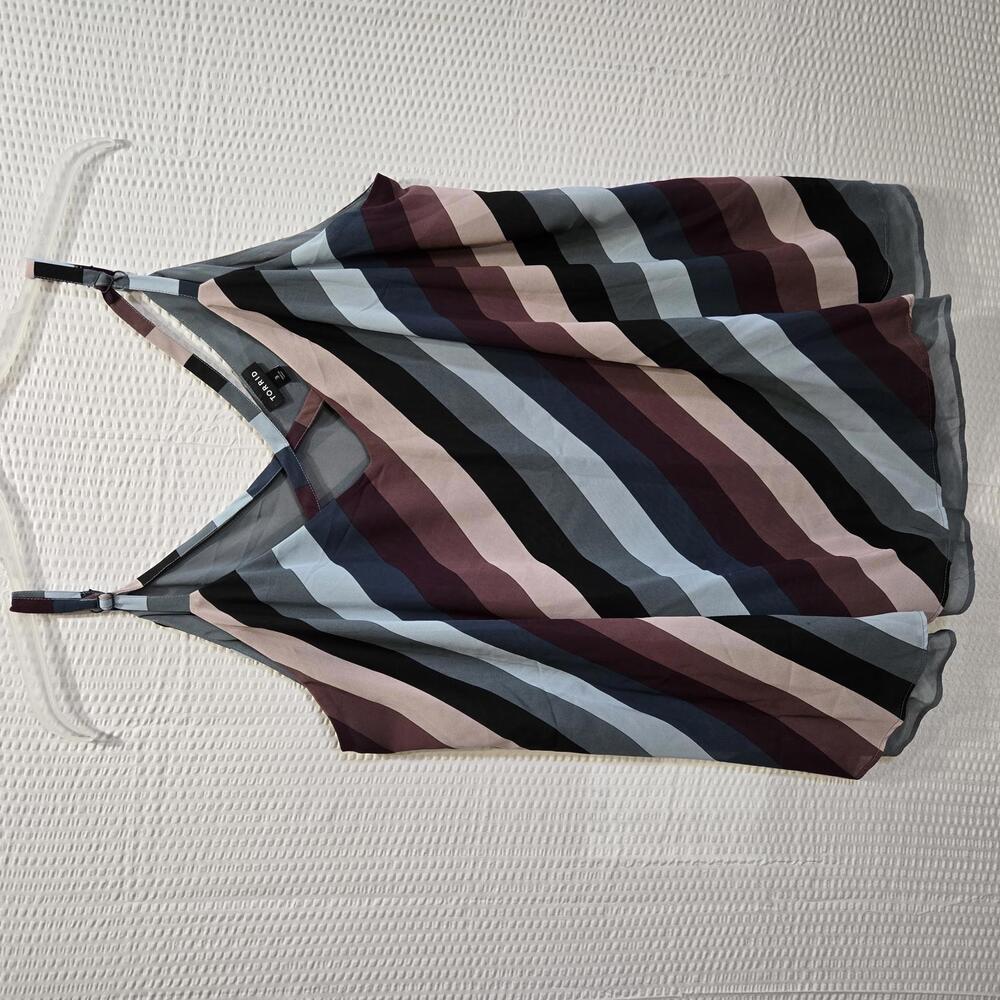 Torrid Womens Size 3X Strappy V-Neck Chiffon Cami Top Multicolor Diagonal Stripe